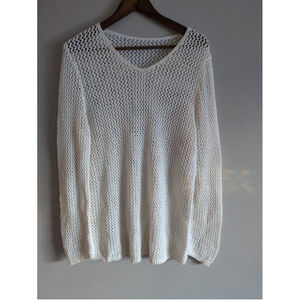 Open Knit Beachy Long Sleeves Top women sz M/L? Sheer Cottagecore Bohemian